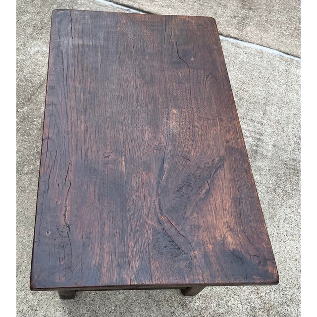 Brown Vintage Rustic European Solid Wood Side Table With Drawer For Sale - Image 8 of 9