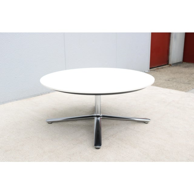 Metal Modern Mario Ruiz for Studio Tk Bevy Round White Corian Top Coffee Table For Sale - Image 7 of 12