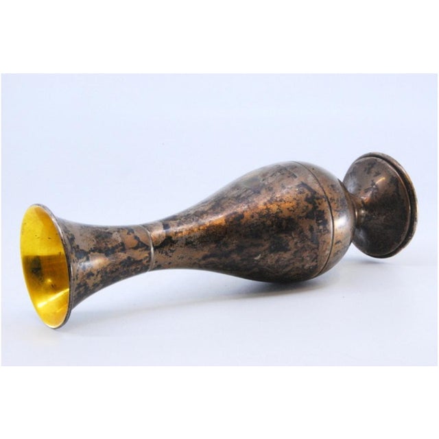 Small Smooth Silver Vase with Circular Base and Gold Interior For Sale - Image 4 of 9