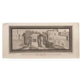 Luigi Aloja, Seascapes with Monuments and Figures, Etching, 18th Century For Sale