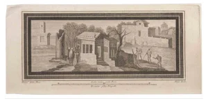 Luigi Aloja, Seascapes with Monuments and Figures, Etching, 18th Century