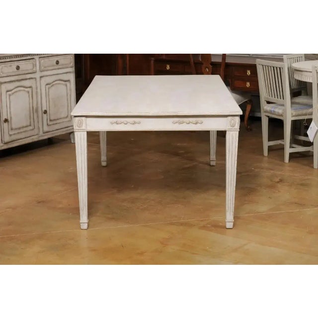 Swedish 1900 Gustavian Style Dining Table with Carved Apron and Fluted Legs For Sale - Image 10 of 13