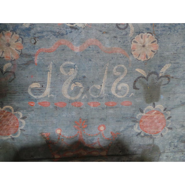 This is a unique and Rare Swedish 100% Original Painted Trunk Front Dated 1818.