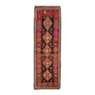 1960s Vintage Turkish Kilim Multicolor Handmade Tribal Wool Runner For Sale