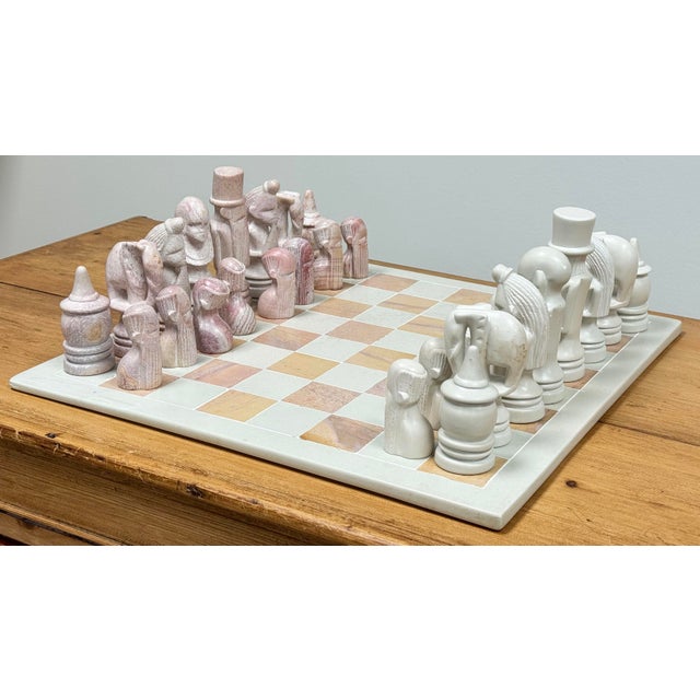Mid 20th Century Vintage Soapstone Carved African Maasai Tribe Chess Set For Sale - Image 5 of 9