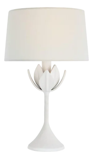 Julie Neill by Visual Comfort Signature Alberto 17" Cordless Accent Lamp in Plaster White with Linen Shade