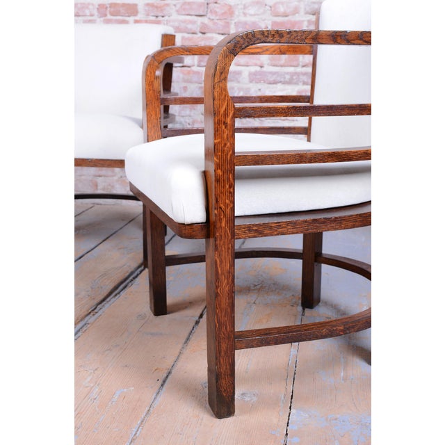 Vintage Art Deco Armchairs in Oak by O. Wagner for Wiener Werkstätte, 1890s, Set of 4 For Sale - Image 6 of 17