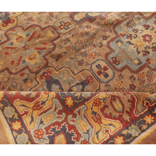 Early 20th Century Colorful Indian Handmade Wool Carpet For Sale - Image 9 of 9