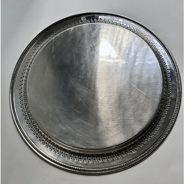 Mid 20th Century Wm Rogers Larger Silver Plate Round Serving Tray For Sale - Image 14 of 18
