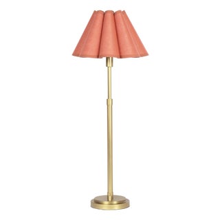 Polly Buffet Lamp, Natural Brass with Wild Poppy Scalloped Shade For Sale