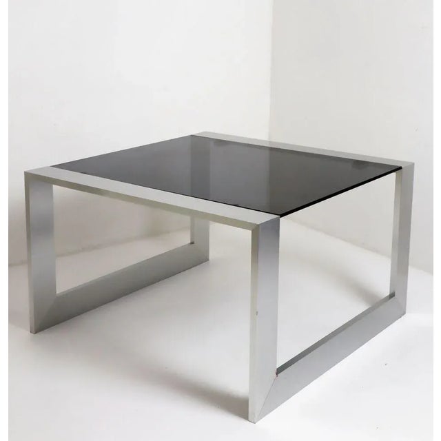 Silver Stainless Steel Smoke Glass Coffee Table, 1970s For Sale - Image 8 of 8