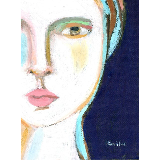 A modern abstract portrait painting of a young lady with a hint of cubism. This is one painting from a series inspired by...