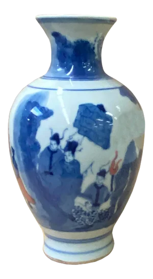 Chinese Red Blue White Porcelain Hand-Painted Graphic Small Vase