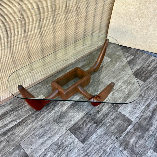 Vintage Mid-Century Modern Adrian Pearsall Style Glass Top Coffee Table. Circa 1960s Attributed to Kroehler Furniture Co....