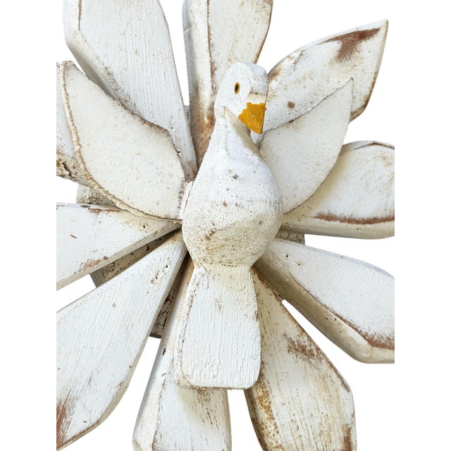1980s Carved Wood Dove Bird Wall Hanging Sculpture 7.5" H For Sale - Image 5 of 6