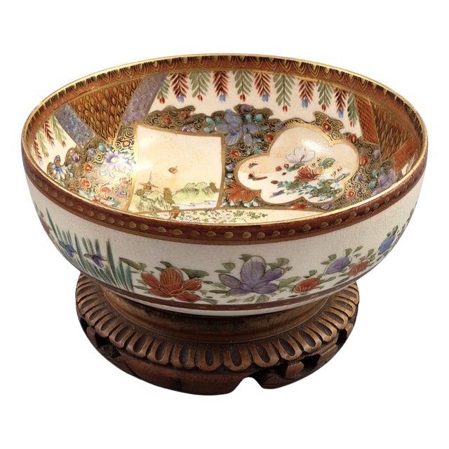 Antique Meiji Japanese Satsuma Bowl by Kozan, 1890s For Sale
