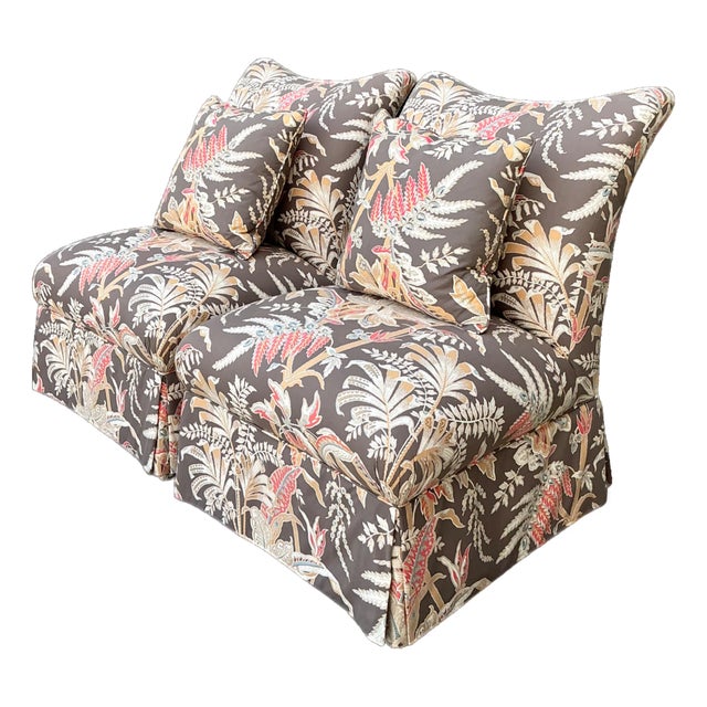 Brunschwig and Fils “Seychelles” Cotton Print Slipper Chairs For Sale