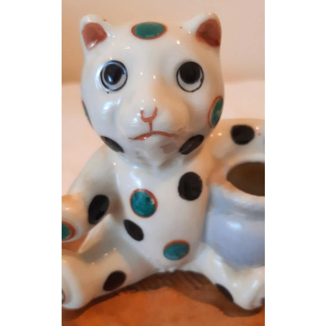 Mid 20th Century Vintage Mid Century Bear Cat Porcelain Toothpick Holder For Sale - Image 5 of 8