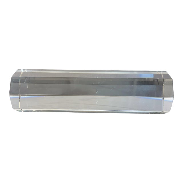Modern Crystal Glass Paperweight, Octagonal Pillar, Late 20th Century For Sale