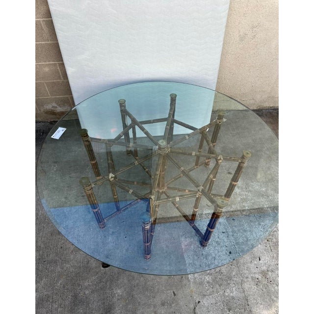 Brown Large Elegant Restored Vintage Circular Dining or Center Table by McGuire . For Sale - Image 8 of 8