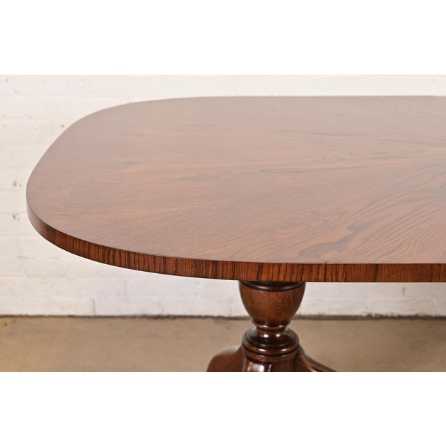 John Stuart Georgian Oak Double Pedestal Extension Dining Table, Newly Refinished For Sale - Image 10 of 14