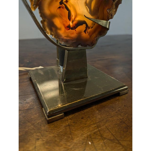 Agate and Brass Table Lamp For Sale - Image 5 of 6