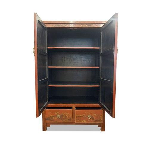 Chinese 1970s Shanxi Hand Painted Tall Cabinet For Sale - Image 3 of 6