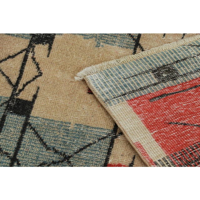 Textile 1960s Vintage Zeki Müren Rug in Red Beige Blue & Black Patterns For Sale - Image 7 of 7