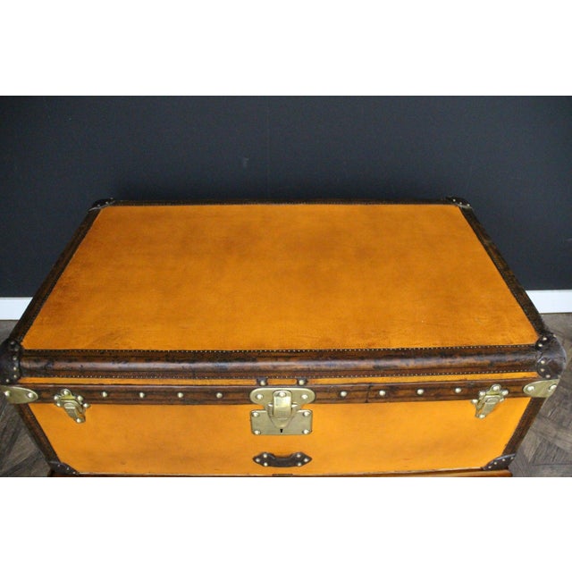 Antique Cabin Trunk in Orange Canvas from Louis Vuitton, 1900s For Sale - Image 13 of 18