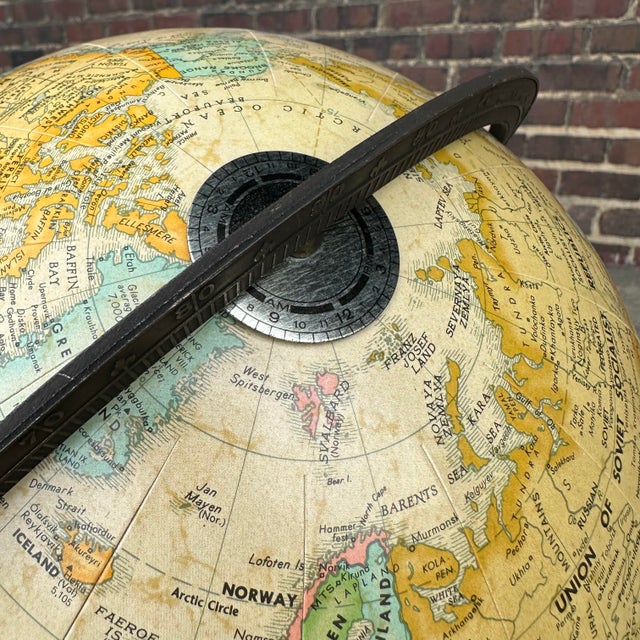 Paul McCobb Style Globe on Brass Stand For Sale - Image 9 of 11