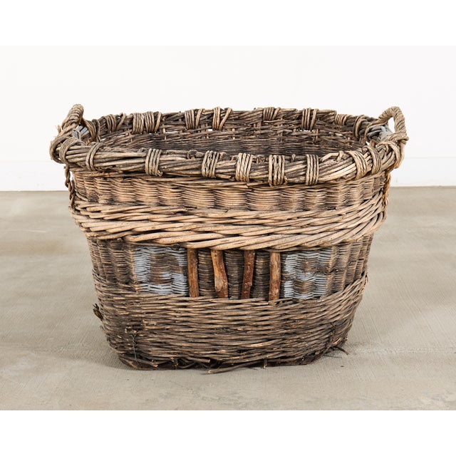 Large Rustic French Provincial Wine Harvest Basket For Sale - Image 18 of 18