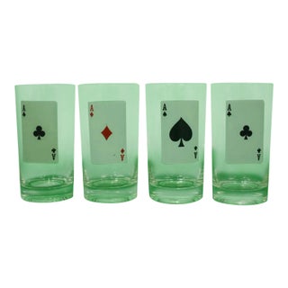 1950s Vintage 'Aces' Playing Card Glasses - Set of 4 For Sale