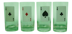 1950s Vintage 'Aces' Playing Card Glasses - Set of 4