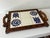 Wood Vintage Mexican Monterrey Tile & Carved Wooden Tray For Sale - Image 7 of 9