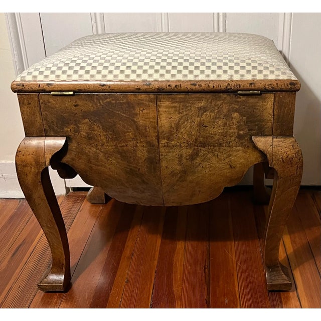 Brown Antique 18th Century English George III Walnut Commode Foot Stool For Sale - Image 8 of 12