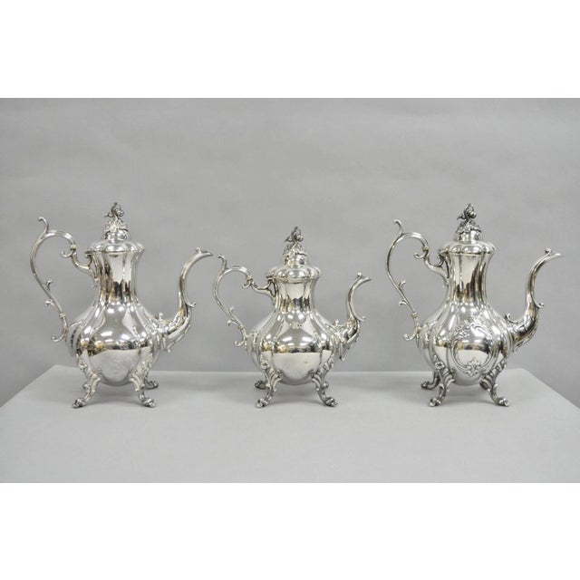 Antique Reed & Barton Winthrop Silver Plated Tea Set with Webster Wilcox Serving Tray - 6 Piece Set. Set includes (1)...