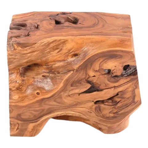 Natural Sculptured Block Console Table, 31" Inch Long For Sale