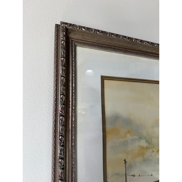1970s Jamie McElhiney Original Farmhouse Landscape Watercolor Painting, Framed For Sale - Image 10 of 12