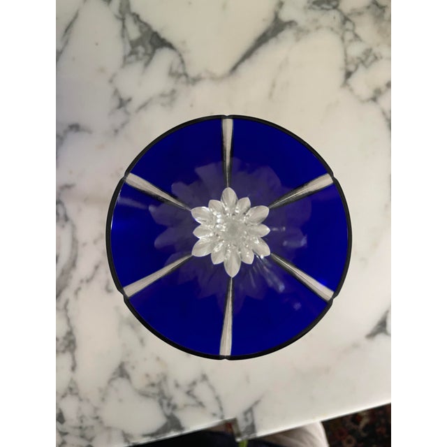1990s Set of 8 Ajka Castille Albinka Cobalt Blue Crystal Wine Goblets, 24% Lead Crystal, Hungary For Sale - Image 4 of 9