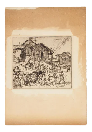 People - Original Etching by F. Brangwyn - Mid 20th Century Mid 20th Century