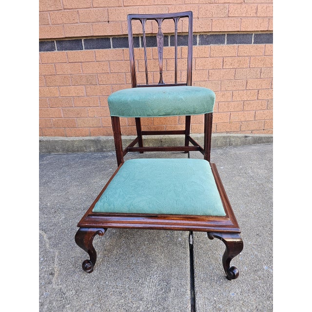 Early 20th Century Victorian Mahogany Upholstered Footstool For Sale - Image 5 of 5