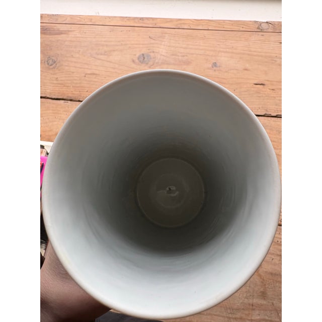 Ceramic Vista Alegre Brooklyn Museum Collection White Hieroglyphic Vase For Sale - Image 7 of 12