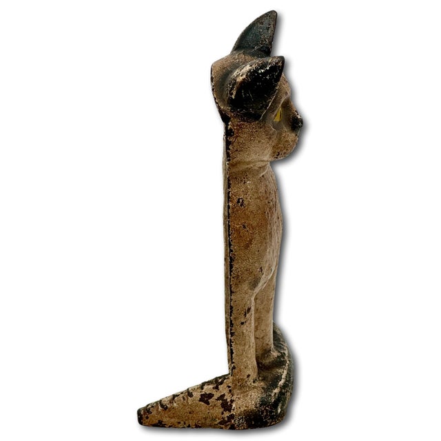 Very Rare Model Vintage 1930s "Wedge" Type Cast Iron Sitting Cat Doorstop by Spencer Guillford For Sale - Image 4 of 18