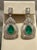 Arts & Crafts GIA Certified 8Ct Colombian Pear Emerald Diamond Hanging/ Drop Earrings 18K Gold, A Pair For Sale - Image 3 of 18