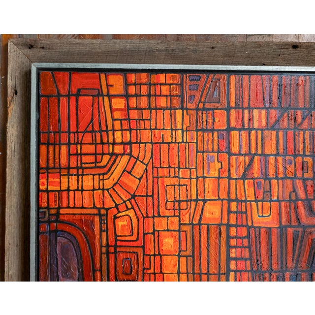 Mid-Century Modern Colorful Geometric Abstract Oil Painting For Sale In New York - Image 6 of 18