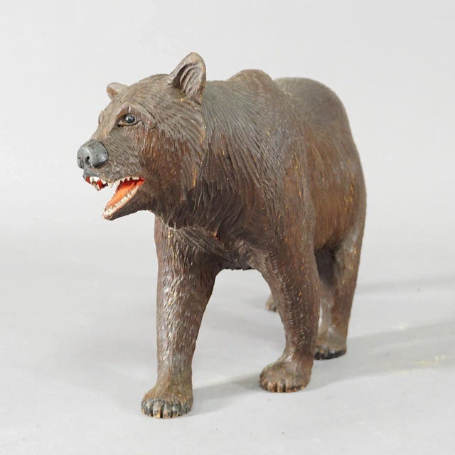 Large Wooden Strolling Bear Handcarved in Brienz Ca. 1930 For Sale - Image 6 of 7