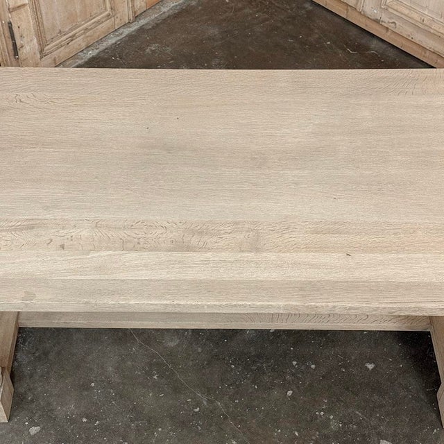 Rustic Mid-Century Trestle Table Crafted of Solid Oak For Sale - Image 16 of 17