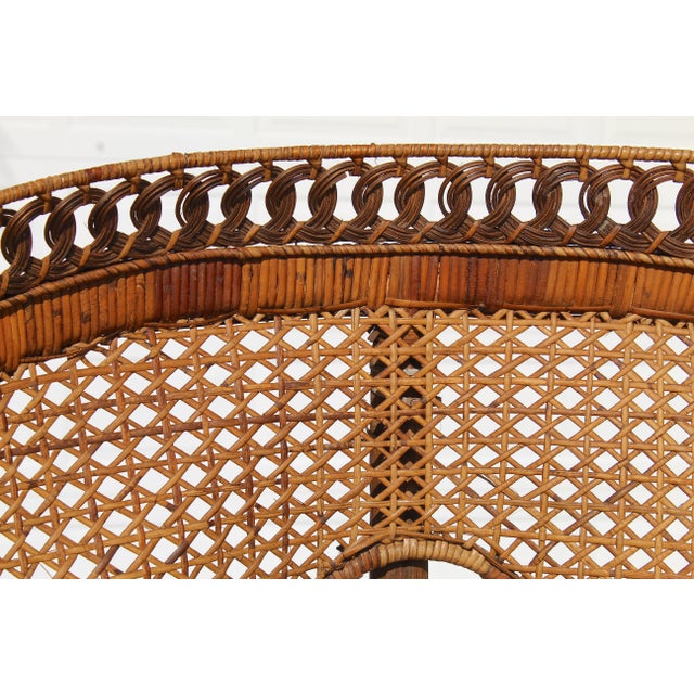 Vintage Thai Bohemian Wicker Peacock Chair With Cushion For Sale - Image 11 of 18