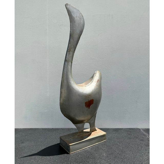 Abstract Vintage Abstract Handmade Aluminum Sculpture of Duck For Sale - Image 3 of 7
