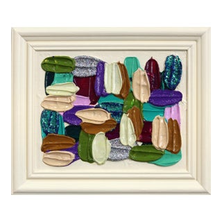 Juicy Marks - Colorful Impasto Textural Thick Paint Framed Abstract Painting by Shiri Phillips For Sale